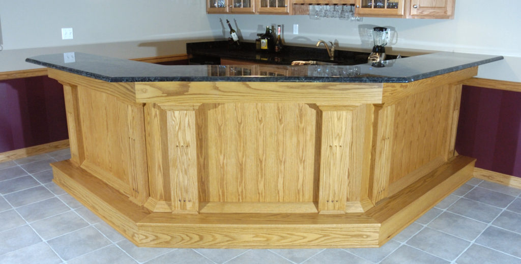 Man cave oak bar