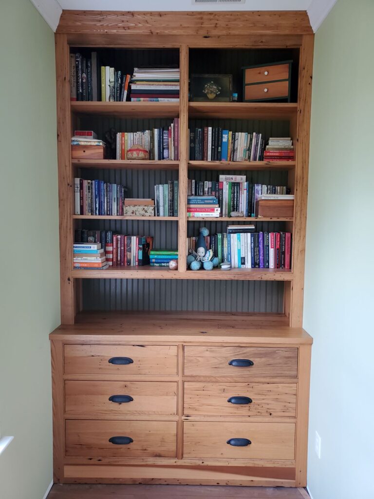 Reclaimed chestnut bookshelves